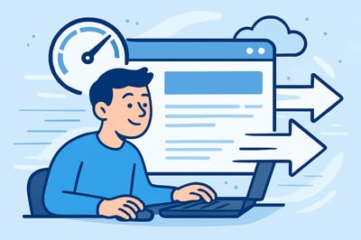 高速表示でストレスのないWeb体験を象徴するイラスト 高速表示でストレスのないWeb体験を象徴するイラスト